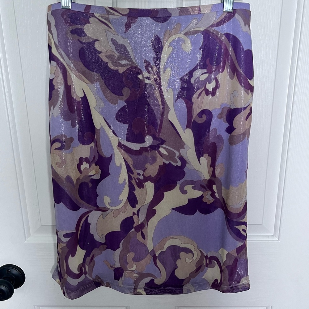 Express Purple and Cream Floral Skirt - Picture 3 of 3